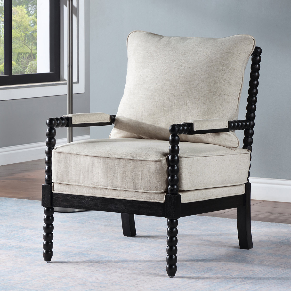 Lorentz Modern Farmhouse Accent Chair 25.5" Wide with Turned Wood and Solid Frame